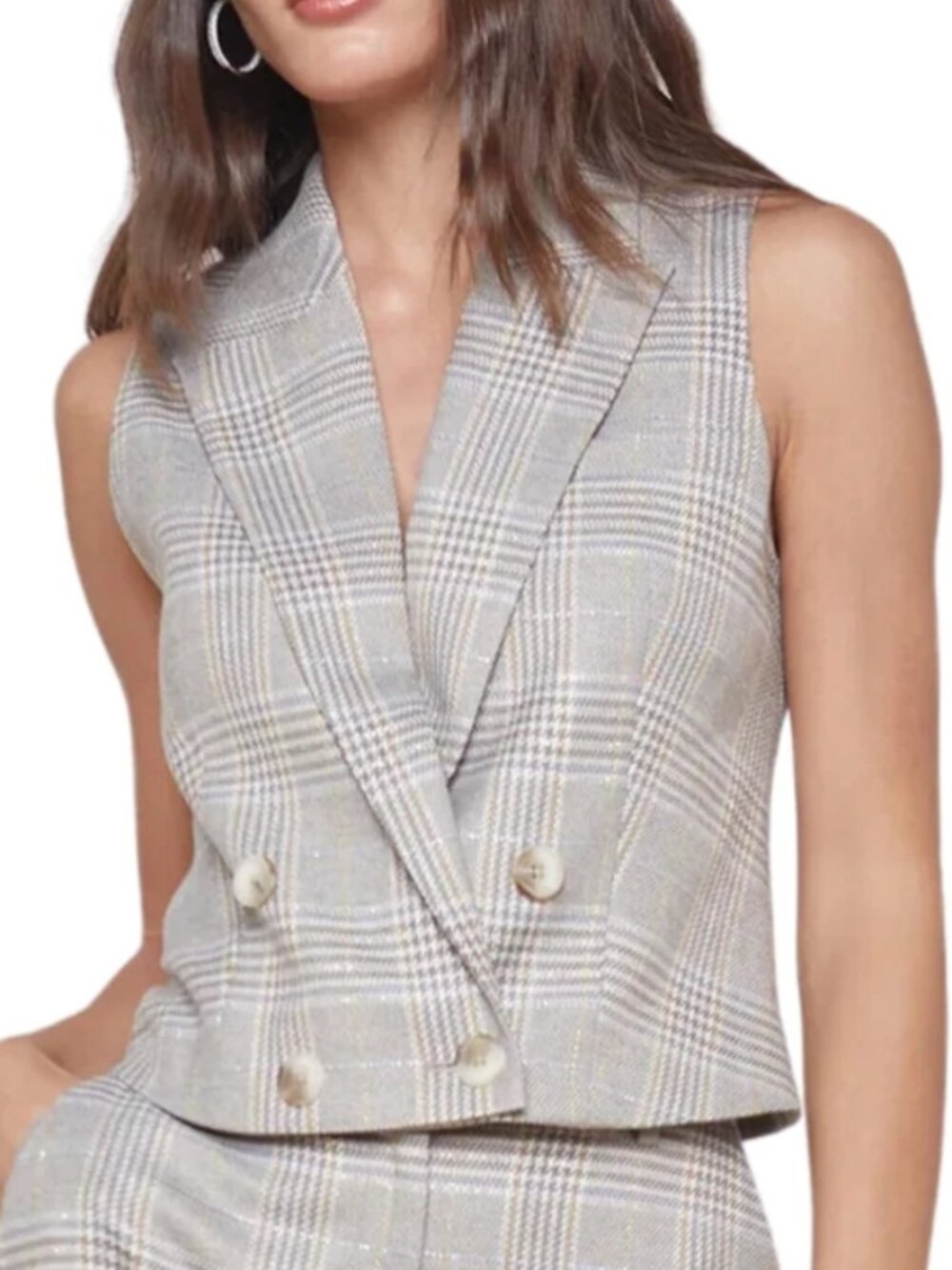 L'Agence ! Fable Vest Ivory and Natural Double Breasted